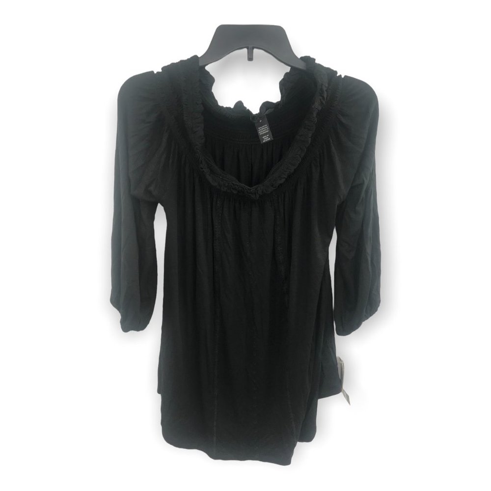 ^ Style & Co Large  Off The Shoulder Bishop Sleeve Short Sleeve Relaxed Shirt
